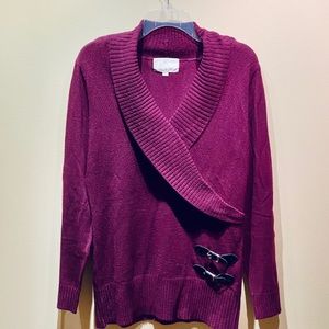 🌟6xHP🌟🌟Debbie Morgan Purple Shawl Collar Sweater PL.